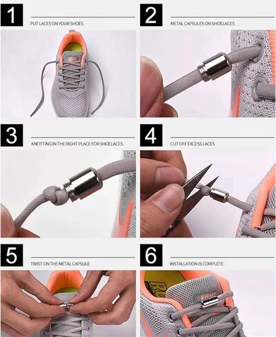 مشابك أربطة مرنة، 30 مجموعة من أبازيم معدنية بقفل كبسولة أربطة حذاء أطراف لا أربطة أربطة أربطة حذاء بدون أربطة مرنة كسول أربطة حذاء, مكس, 1 in Kuwait