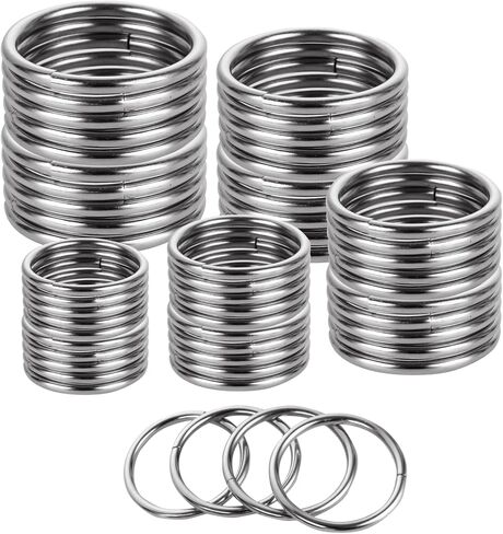 120 PCS 1.5 inch Silver Metal O Rings Set, Heavy Duty Belt Steel Round O Rings, Multi-Purpose Hardware Webbing Metal Buckle for Bags Belts Dog Leashes Hanging Basket, DIY Napkin Rings (38mm) in Kuwait