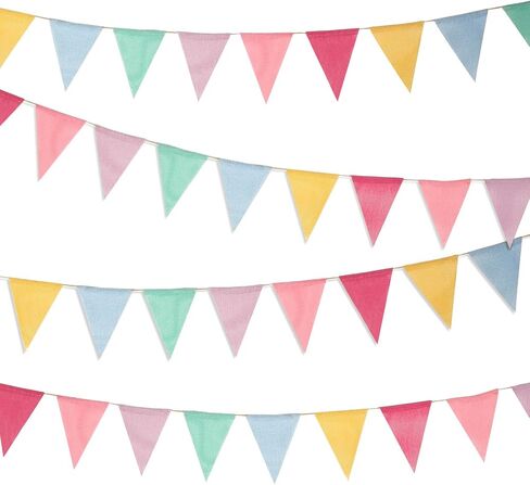 Boao 48 Pieces Colorful Pennant Flags Banner Imitated Burlap Bunting Banner Pastel Decor Fabric Triangle Flag for Party Decoration (4.9 x 6.7 Inch) in Saudi Arabia