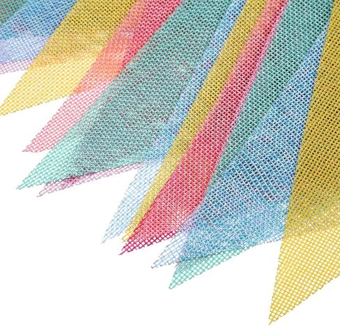 Boao 48 Pieces Colorful Pennant Flags Banner Imitated Burlap Bunting Banner Pastel Decor Fabric Triangle Flag for Party Decoration (4.9 x 6.7 Inch) in Saudi Arabia