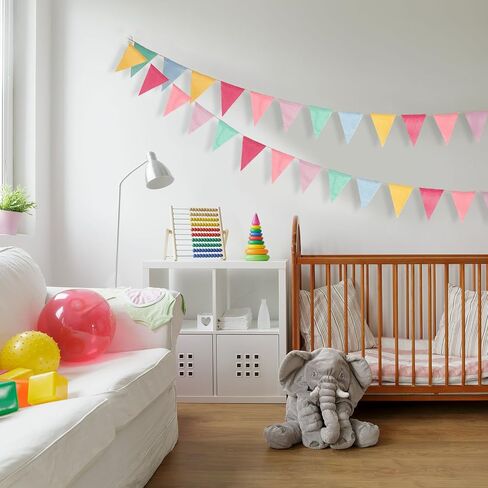 Boao 48 Pieces Colorful Pennant Flags Banner Imitated Burlap Bunting Banner Pastel Decor Fabric Triangle Flag for Party Decoration (4.9 x 6.7 Inch) in Saudi Arabia