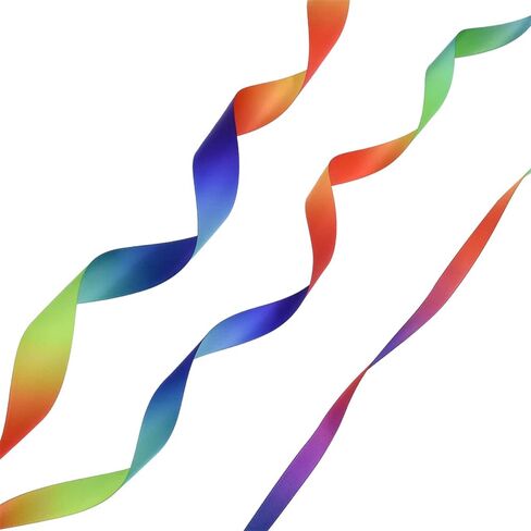 3 لفات شريط قماش متعدد الألوان متدرج بألوان قوس قزح - 3 أشرطة مختلفة العرض لتغليف الهدايا فيونكات الشعر (3/8 بوصة، 19/32 بوصة، 1 بوصة 10 ياردة لكل لفة) (2) in Kuwait