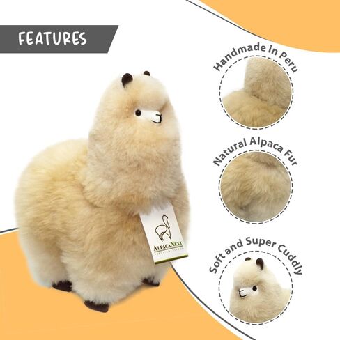 Real Alpaca Natural Fur Toy – Soft and Cuddly Handcrafted Alpaca Fur Toys, Sourced Fur from Peru, (9 inches, Beige) in Saudi Arabia