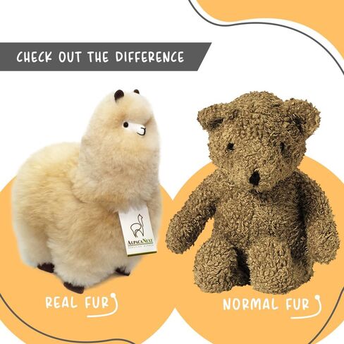 Real Alpaca Natural Fur Toy – Soft and Cuddly Handcrafted Alpaca Fur Toys, Sourced Fur from Peru, (9 inches, Beige) in Saudi Arabia