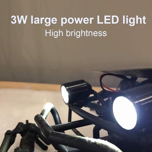 RC Car Headlight, 3W Spotlights Searchlights Replacement Part for RC Car Model (Black) in Saudi Arabia