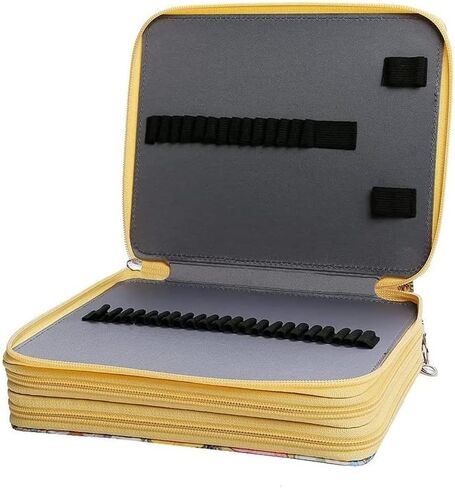 Shulaner 120 Slots Colored Pencil Case Organizer with Zipper Large Capacity Pen Holder Bag for Artist Blue Flower in Kuwait