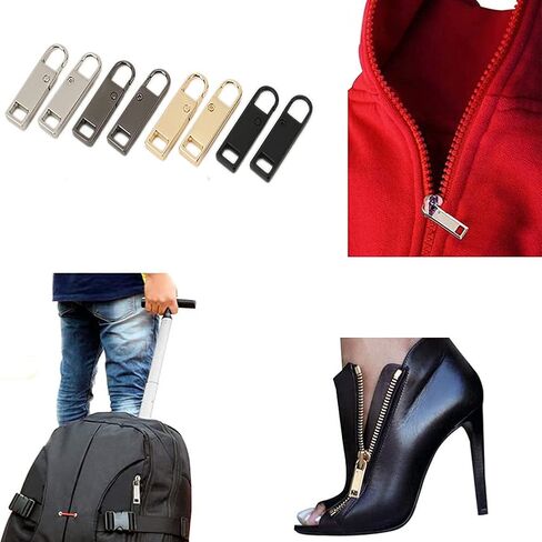 10 قطع سحاب تسحب علامة تبويب بديلة طقم إصلاح سحاب قابل للفصل وموسعات علامة تبويب مثبتة بسحاب لحقائب الأمتعة وحقائب الظهر (أسود) in Kuwait