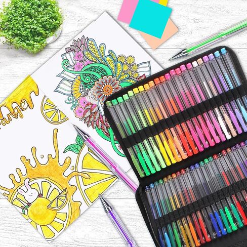 Gunsamg 241 Gel Pens for Adults Coloring Book,120 Colors Markers Colored Gel Pen Set with 120 Refills & 1 Coloring Book for Drawing, Doodling Crafting Journaling in Kuwait