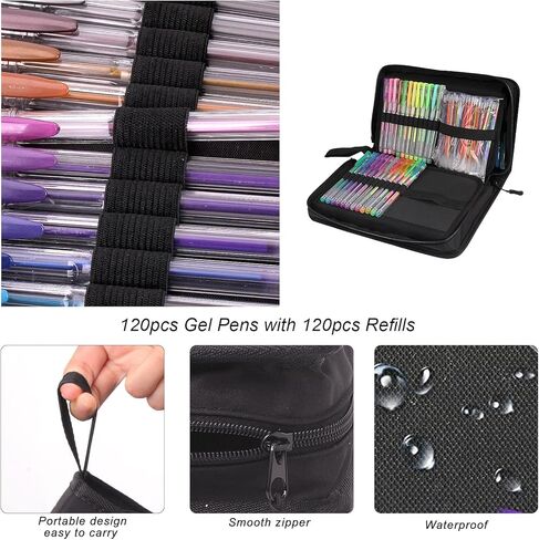 Gunsamg 241 Gel Pens for Adults Coloring Book,120 Colors Markers Colored Gel Pen Set with 120 Refills & 1 Coloring Book for Drawing, Doodling Crafting Journaling in Kuwait