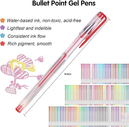 Gunsamg 241 Gel Pens for Adults Coloring Book,120 Colors Markers Colored Gel Pen Set with 120 Refills & 1 Coloring Book for Drawing, Doodling Crafting Journaling in Kuwait