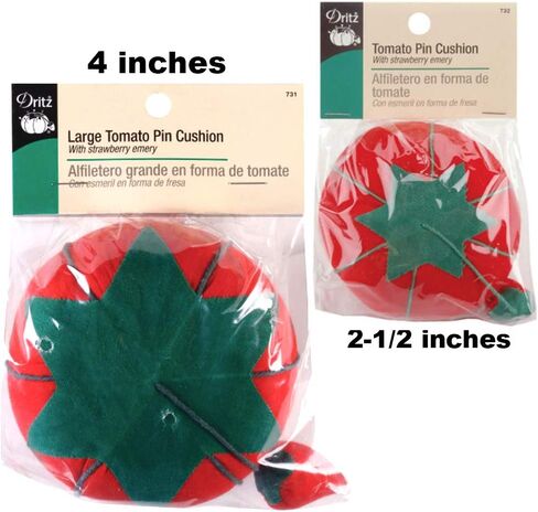طقم وسائد على شكل دبوس طماطم، كبير جدًا (4 بوصات) وحجم صغير (2.5 بوصة)، قطعتان. ملصق Bundle Plus "Needleworker". in Kuwait