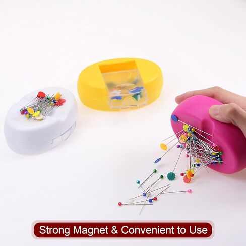 HARFINGTON Magnetic Pin Cushion with 100pcs Plum Flower Plastic Head Pins, Magnetic Pins Holder with Drawer, for Sewing Quilting Needles Pins Hair Bobby Pins, White in Saudi Arabia