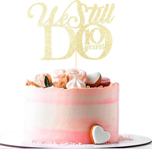 زينة كعكة بعبارة «We Still Do 10 Year» - لوازم حفلات الزفاف والذكرى السنوية العاشرة لتزيين حفلات الذكرى السنوية بلون ذهبي لامع in Kuwait