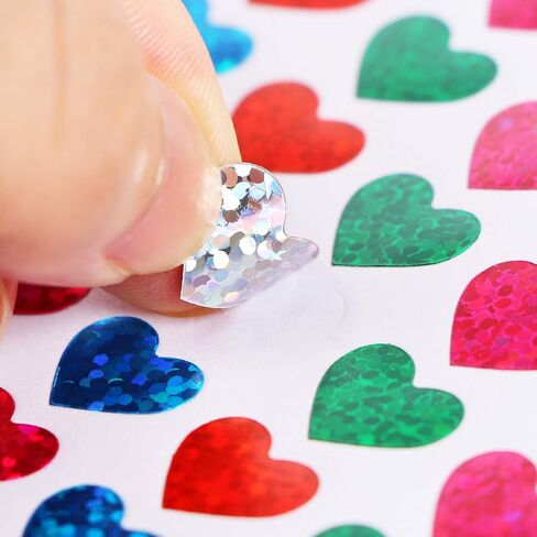 BENBO 40 Sheets Glitter Alphabet Heart Stickers, Self-Adhesive Glitter Heart Shaped Stickers Shiny Letter Stickers Colorful Valentine's Day Love Decorative Sticker for Scrapbooking in Kuwait