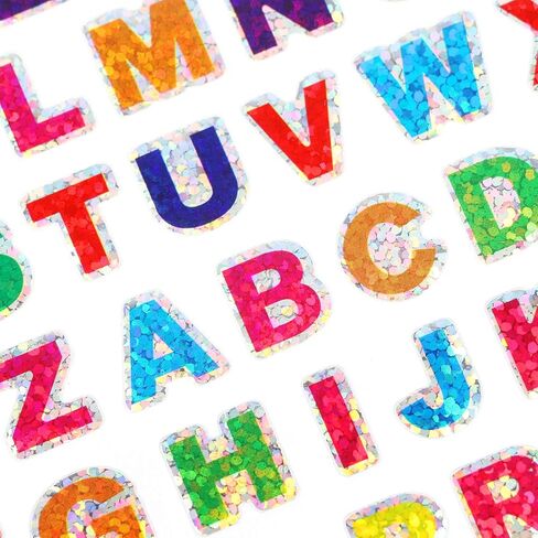 BENBO 40 Sheets Glitter Alphabet Heart Stickers, Self-Adhesive Glitter Heart Shaped Stickers Shiny Letter Stickers Colorful Valentine's Day Love Decorative Sticker for Scrapbooking in Kuwait