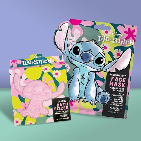 MAD BEAUTY, Disney Stitch Pamper Set, Passionfruit Face Mask, Coconut Bath Fizzer, Great Gift, Value Pack, Great for Lilo and Stich Fans in Kuwait