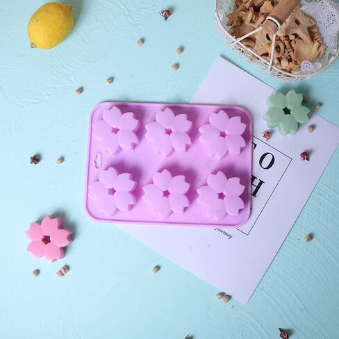 قوالب السيليكون من جولينازا، 3 قطع 6 تجاويف على شكل زهور ساكورا، صينية خبز معجنات المطبخ لحلوى البسكويت والحلويات والقنابل الدهنية والكيك والصابون وشمعة صنع مكعبات الثلج in Kuwait