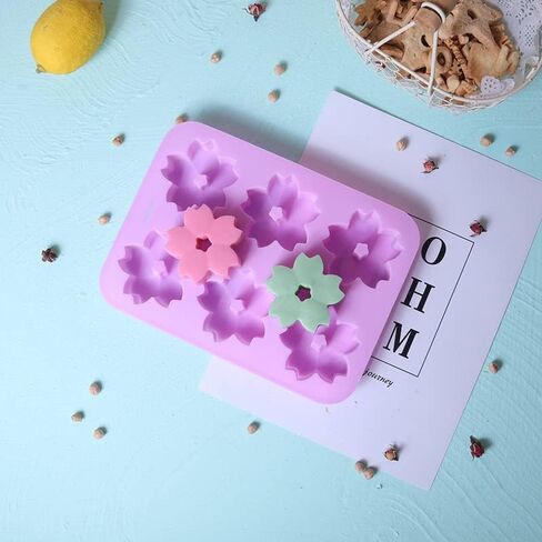 قوالب السيليكون من جولينازا، 3 قطع 6 تجاويف على شكل زهور ساكورا، صينية خبز معجنات المطبخ لحلوى البسكويت والحلويات والقنابل الدهنية والكيك والصابون وشمعة صنع مكعبات الثلج in Kuwait