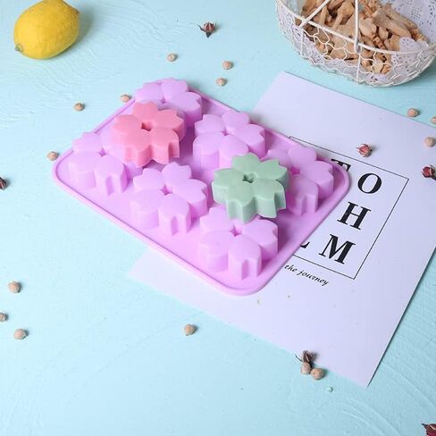 قوالب السيليكون من جولينازا، 3 قطع 6 تجاويف على شكل زهور ساكورا، صينية خبز معجنات المطبخ لحلوى البسكويت والحلويات والقنابل الدهنية والكيك والصابون وشمعة صنع مكعبات الثلج in Kuwait