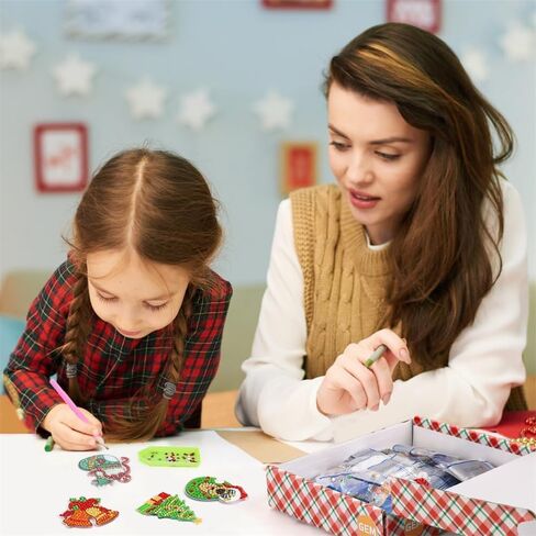 Jqmeg 2023 عيد الميلاد الماس اللوحة سلاسل المفاتيح DIY الماس الحرفية مجموعات، عيد الميلاد ديكريشن سلاسل المفاتيح هدية الفن الماس للمبتدئين الفتيات والأطفال (15A) in Kuwait