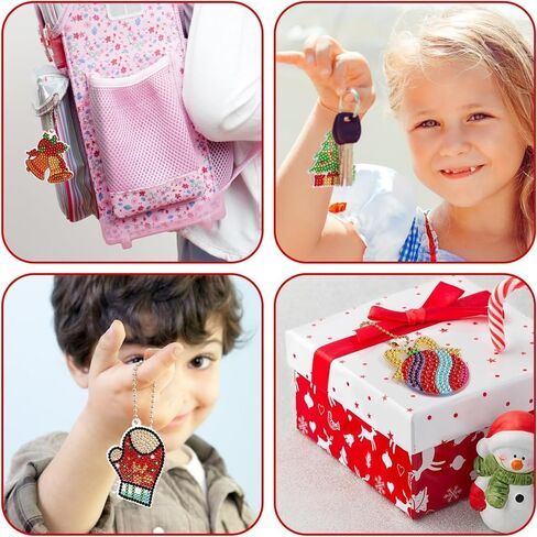 Jqmeg 2023 عيد الميلاد الماس اللوحة سلاسل المفاتيح DIY الماس الحرفية مجموعات، عيد الميلاد ديكريشن سلاسل المفاتيح هدية الفن الماس للمبتدئين الفتيات والأطفال (15A) in Kuwait