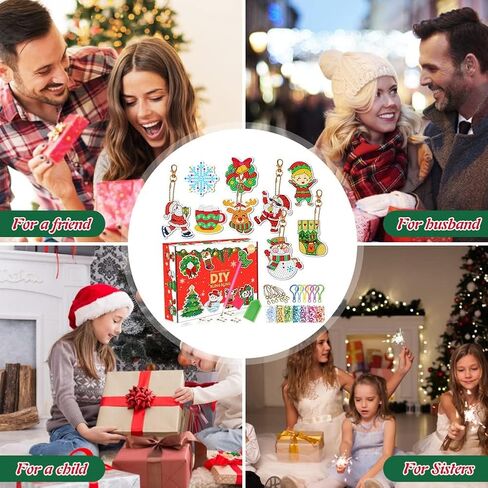 Jqmeg 2023 عيد الميلاد الماس اللوحة سلاسل المفاتيح DIY الماس الحرفية مجموعات، عيد الميلاد ديكريشن سلاسل المفاتيح هدية الفن الماس للمبتدئين الفتيات والأطفال (15A) in Kuwait