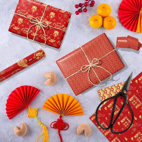 DodelyGz 12Pcs Chinese New Year Premium Kraft Gift Wrap Paper in Kuwait
