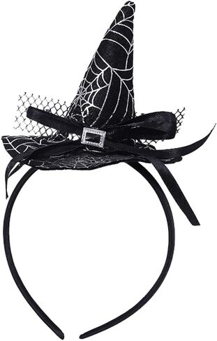 Elaine Room عقال قبعة هوب الفرقة أغطية الرأس ساحرة معالج Spiderweb لجميع القديسين عيد الميلاد حزب زي الفتيات الفتيان النساء in Kuwait