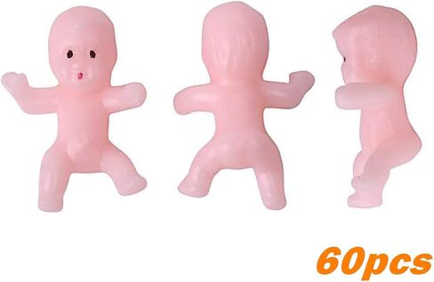 Mini Plastic Babies for Party Favor Decor Party Decorations Baby Shower Party Game Ice Cube Game (1" 60pcs, Dark) in Saudi Arabia