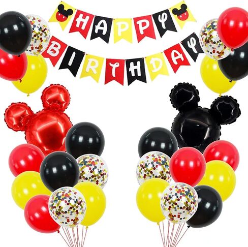 Cartoon MouseThemed Birthday Decorations - Cartoon Mouse Banner Garland Cartoon Mouse Head Balloons for Birthday Party Supplies in Kuwait