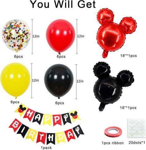 Cartoon MouseThemed Birthday Decorations - Cartoon Mouse Banner Garland Cartoon Mouse Head Balloons for Birthday Party Supplies in Kuwait