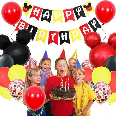 Cartoon MouseThemed Birthday Decorations - Cartoon Mouse Banner Garland Cartoon Mouse Head Balloons for Birthday Party Supplies in Kuwait