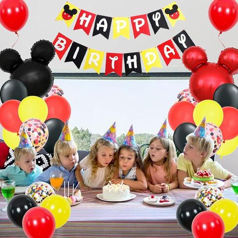 Cartoon MouseThemed Birthday Decorations - Cartoon Mouse Banner Garland Cartoon Mouse Head Balloons for Birthday Party Supplies in Kuwait