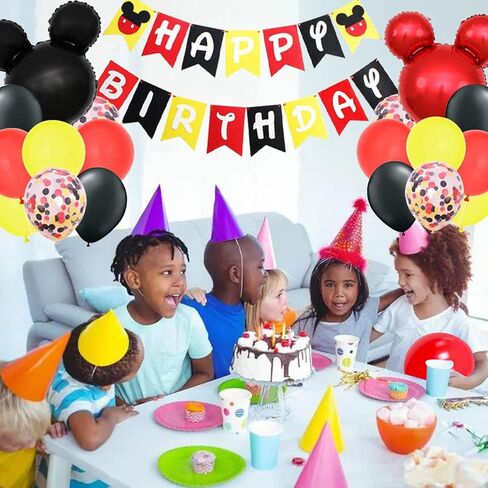 Cartoon MouseThemed Birthday Decorations - Cartoon Mouse Banner Garland Cartoon Mouse Head Balloons for Birthday Party Supplies in Kuwait
