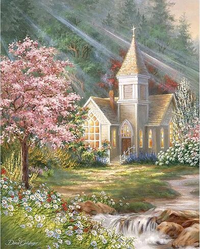 BOHUAYI مجموعات الطلاء الماسي للبالغين، طلاء يدوي 5D بالأرقام للبالغين المبتدئين، لوحات فنية بنقاط الماس الحفر الكامل DIY لديكور المنزل الجداري 11.8 × 15.7 بوصة (الكنيسة) in Kuwait