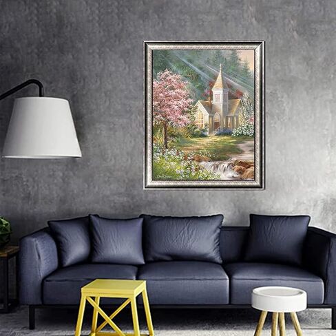 BOHUAYI مجموعات الطلاء الماسي للبالغين، طلاء يدوي 5D بالأرقام للبالغين المبتدئين، لوحات فنية بنقاط الماس الحفر الكامل DIY لديكور المنزل الجداري 11.8 × 15.7 بوصة (الكنيسة) in Kuwait