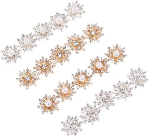 30PCS 16MM Rhinestone Snowflake Buttons Flatback Plating Pearl Hairpin Decoration DIY Craft Apparel Sewing Accessories(0.62inch,Silver) in Saudi Arabia