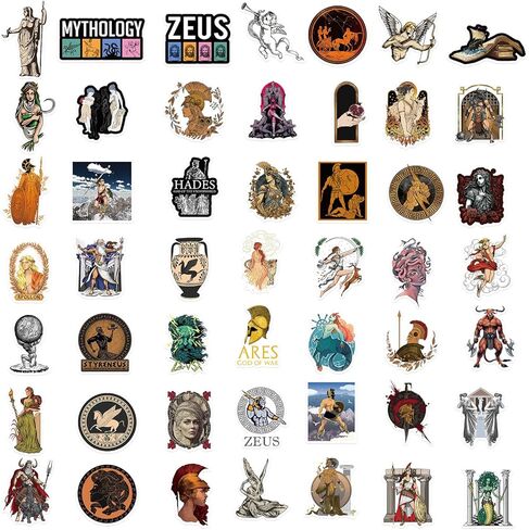 50 قطعة من ملصقات الاسطورة اليونانية من الفينيل المقاوم للماء لزجاجة المياه واللابتوب والنوت بوك والجوال ولوح التزلج والامتعة للاطفال والمراهقين والبنات والبالغين in Kuwait