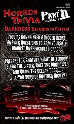 Endless Games Horror Trivia Part II, Deeper Cuts, Horror Trivia Expansion Pack Trivia Game in Kuwait