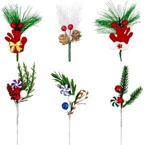 6 قطع من Asikkon مصنوعات التوت الاصطناعي سيقان التوت الأحمر لعيد الميلاد المزيف التوت الشتوي الدائم الخضرة فرع التوت ديكور للديكور DIY إكليل عيد الميلاد الحرفي in Kuwait