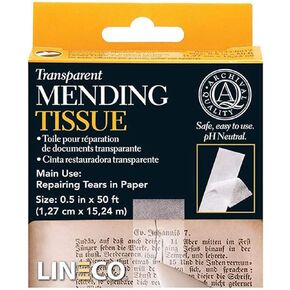 Lineco Archival Document Repair Tape, Repairs Paper Documents, Book Pages, Maps, Ephemera, Photos and Printed Artwork. Ideal for Family Archivist, Acid-Free Translucent Tape 0.5" x 12', Pack of 1