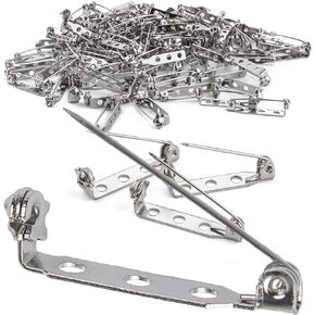 200 Pcs Silver Tone Brooch Pin Backs Clasp 1 Inch Bar Pins Findings 3 Holes Safety Pins for Badge Insignia, Citation Bars, Making Corsage, Name Tags, Toy Pins and Jewelry Making by STARVAST