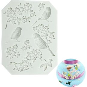 3D Birds Blossoms Silicone Fondant Mold, Animal Bird Plum Flower for Making Chocolate Fondant Jelly Polymer Clay Soap Crafting DIY Projects Cake Decoration Baking Tools in Kuwait