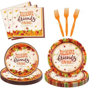 ديكورات حفلات الخريف، مجموعة أدوات مائدة عيد الشكر مكونة من 96 قطعة تتضمن شوك وأطباق مناديل الخريف، ومستلزمات حفلات عيد الشكر in Kuwait