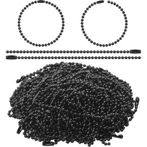 100 Pieces 120mm Long Bead Connector Clasp 2.4 mm Diameter Ball Chains Keychain Tag Key Rings,Gun Black