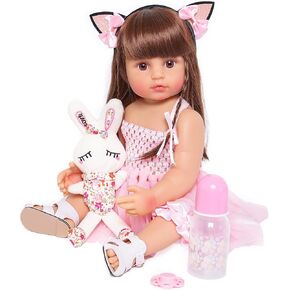 MNMJ Lifelike Reborn Baby Dolls - 22-inch Soft Body Realistic Newborn Baby Dolls Silicone Full Body Real Life Baby Dolls with Feeding Kit Toys Accessories for Ages 3+ Year Old Girls or Collection in Saudi Arabia