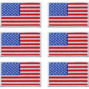 Pack 6, 3x2 Inches, US USA United States of America Flag Embroidered Iron On Patch Applique American Army Military Uniform Costume Yellow Red Blue in Kuwait