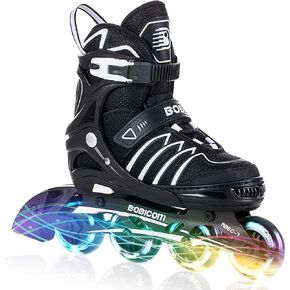 Adjustable Inline Skates with Full Light Up Wheels,Outdoor Illuminating Roller Skates for Kids and Adults, Girls and Boys, Men and Women