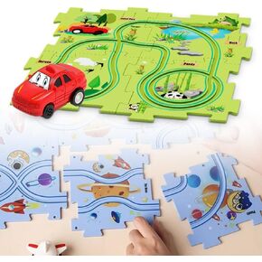 HYOIIO DIY تجميع العربة الكهربائية، ترقية مجموعة ألعاب لغز الأطفال الصغار مع المركبات، ألعاب بناء سيارات السكك الحديدية DIY ألعاب مونتيسوري التعليمية أو الأطفال (5 قطع، أرض) in Kuwait