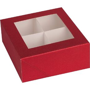 Hammont Window Box with Four Sections - 6 Pack - 6"x6"x2.5" - Black Colored Unique Design Bakery Boxes Perfect for Sharing Snacks and Cookies | 4 Insert Sections Gift Boxes